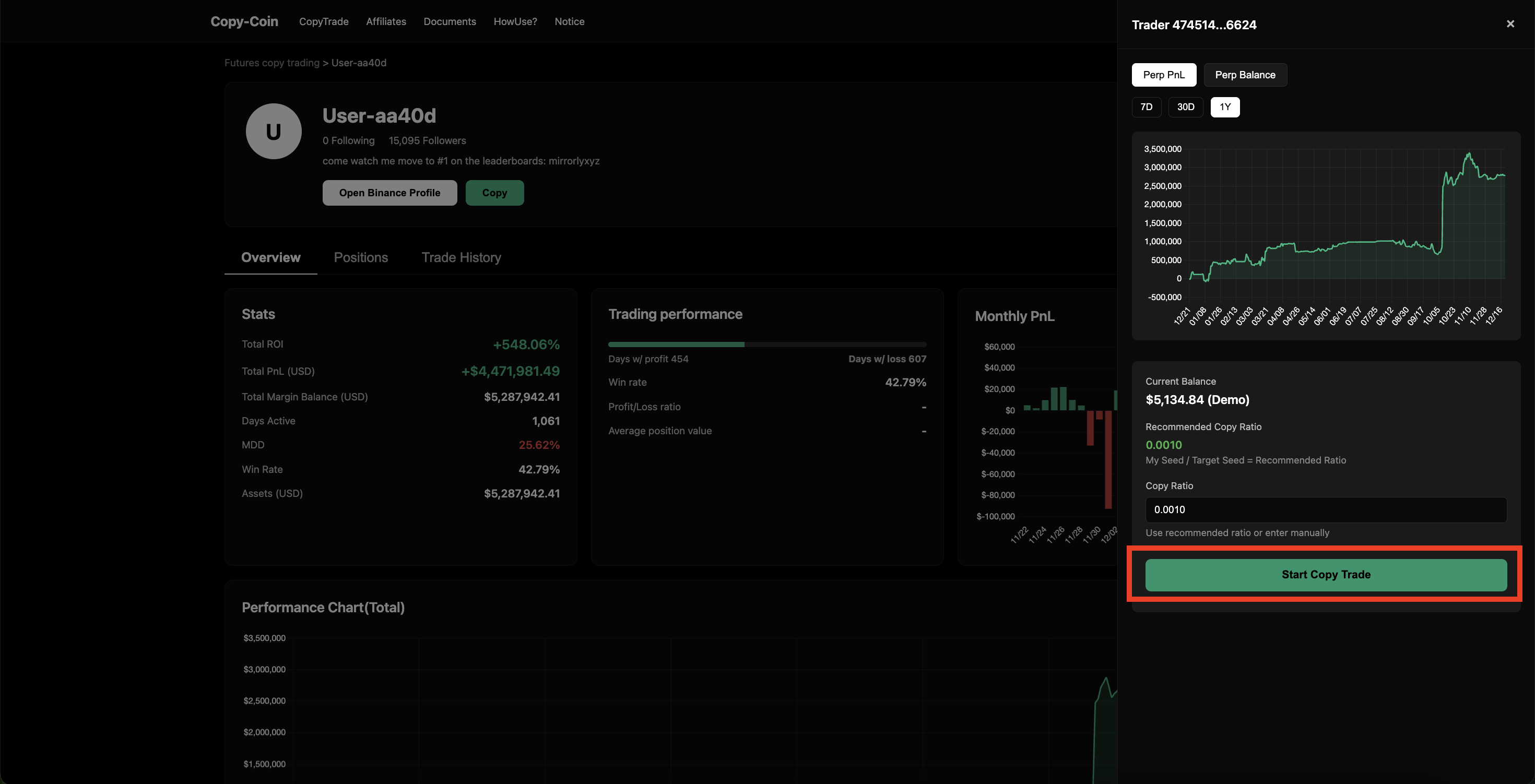 Copy Trading Active Status